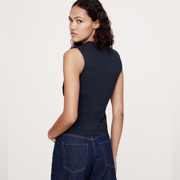 NWT Banana Republic Everywhere Ponte Square Neck Cream Top Sz L (#885623) - Picture 2 of 7